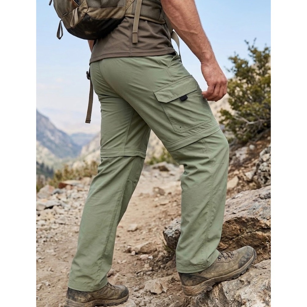 Columbia GRT Omni-Dry Convertible Hiking Pants Mens XL Sage Green EM8166 Zip Off